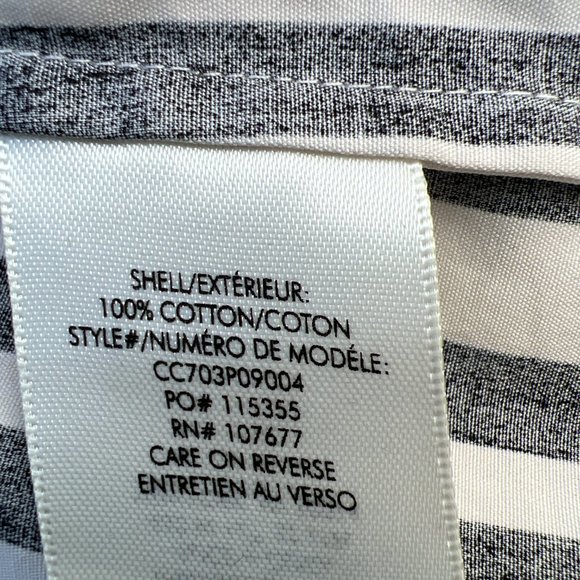 Alice + Olivia Vertical Stripe Blouse Bell Sleeve Back Zip Black & White XS - Picture 10 of 11